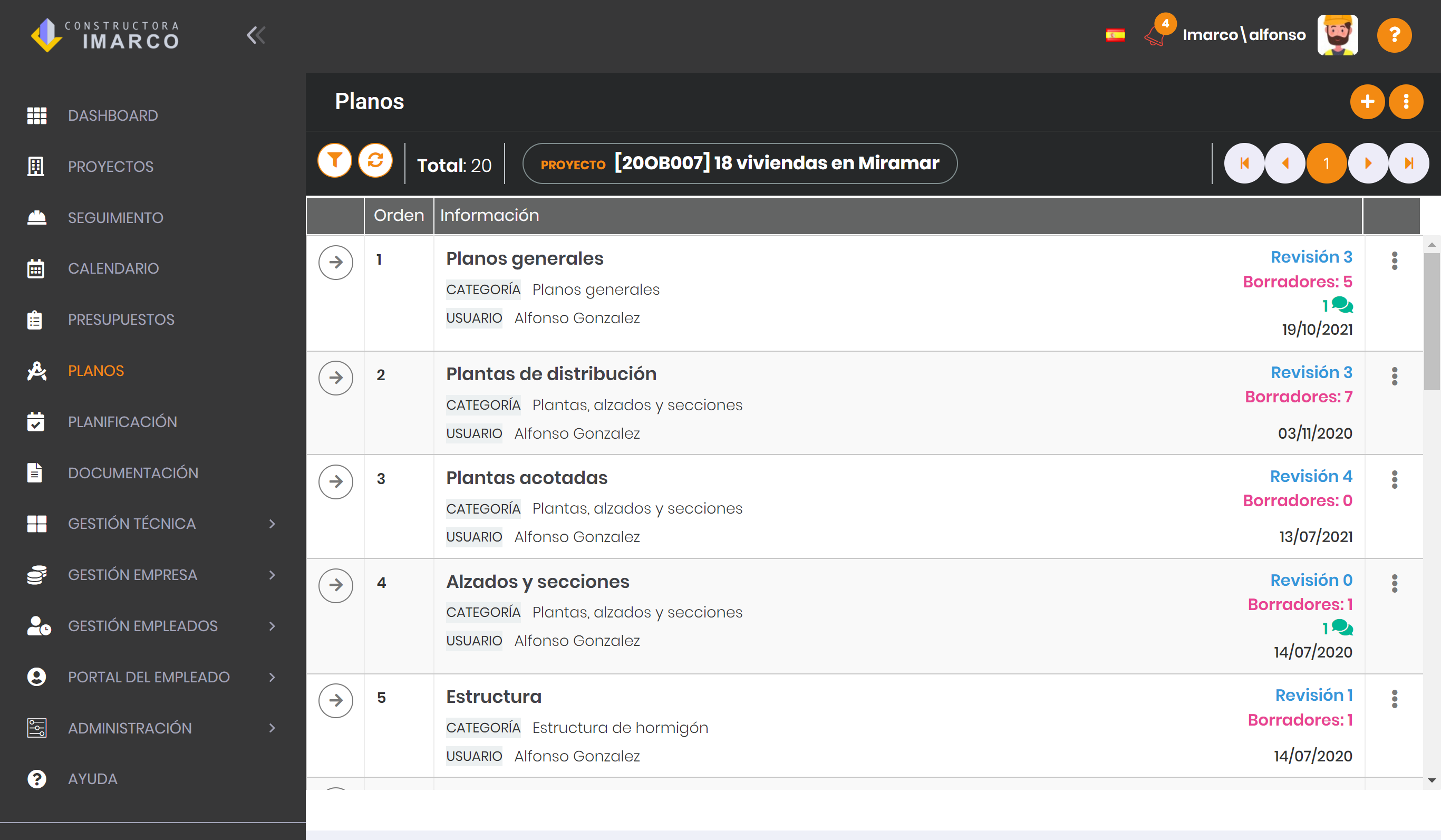 Planos listado