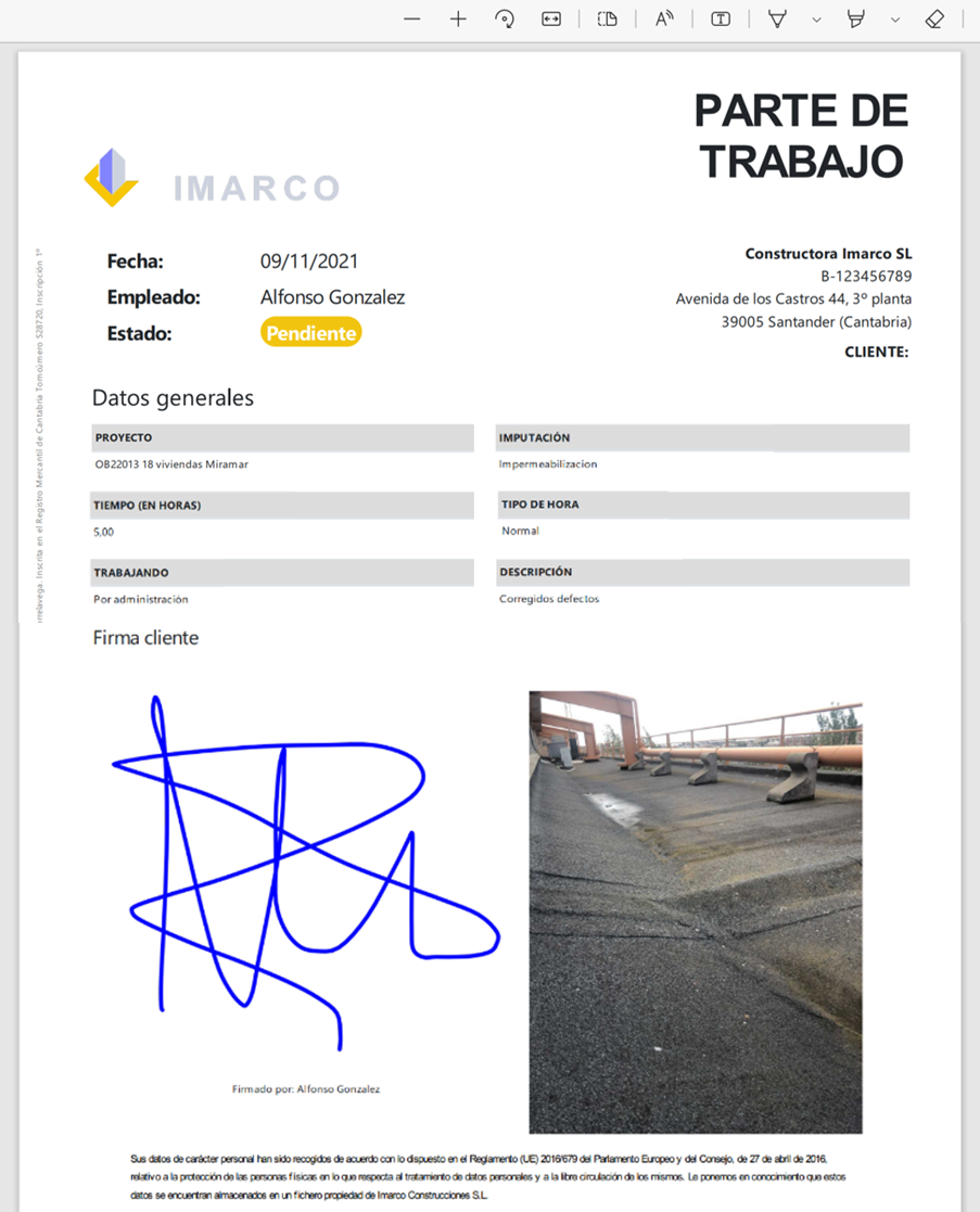 parte de trabajo 9999